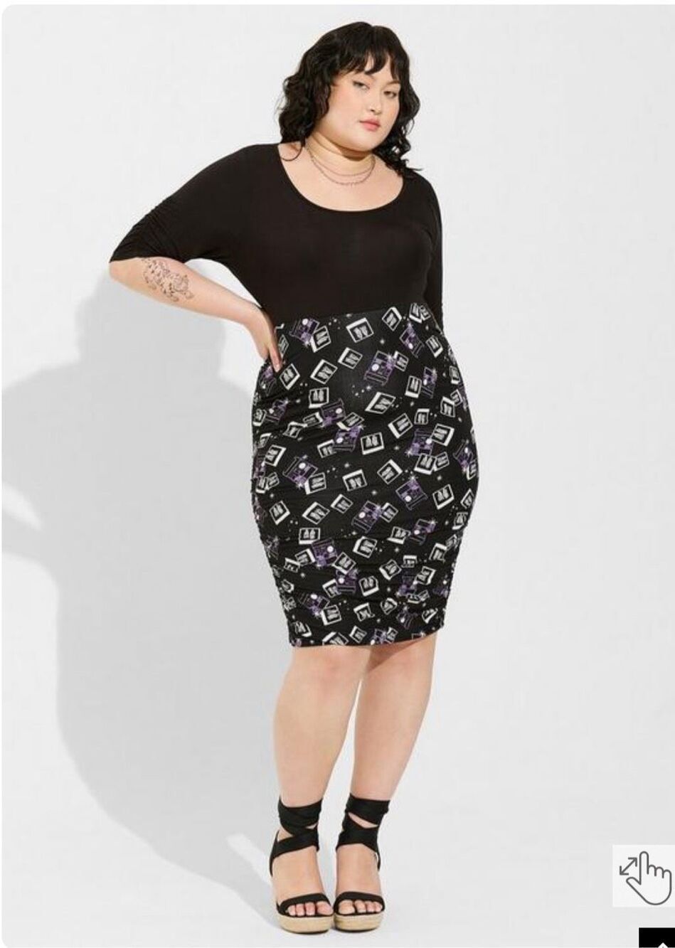 Warner Bros x torrid Beetlejuice Mini Super Soft Side Shirring Dress 2xl nwt